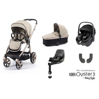 BabyStyle Oyster 3 Essential 5 Piece Maxi-Cosi Pebble 360 Bundle - Creme Brulee