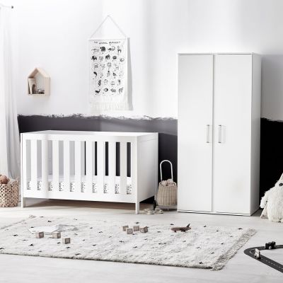 Silver Cross Finchley Cot Bed & Wardrobe Set - White