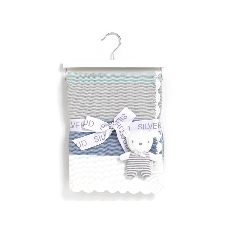 Silvercloud Made With Love Knitted Blanket Gift Set - Blue