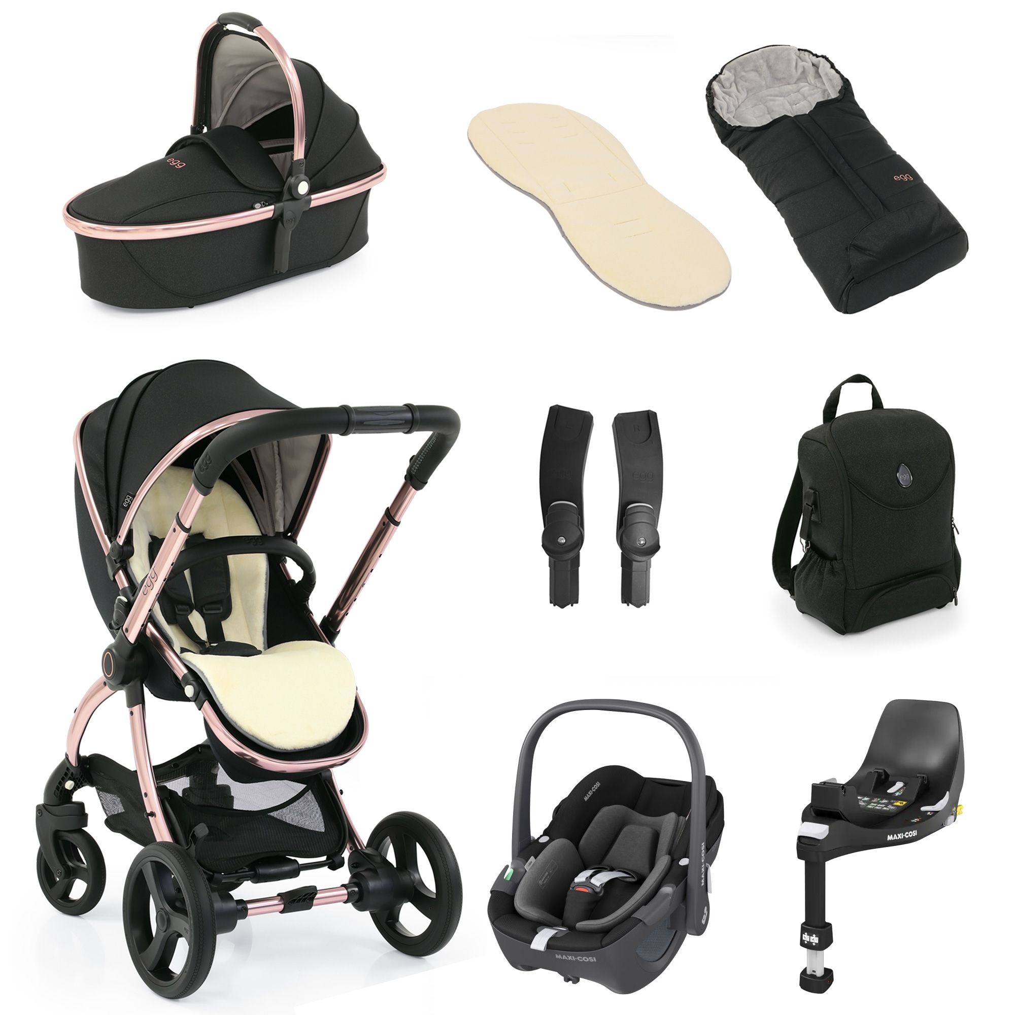 Egg 2 Luxury Special Edition Travel System with Maxi-Cosi Pebble 360 Car  Seat Bundle - Diamond Black